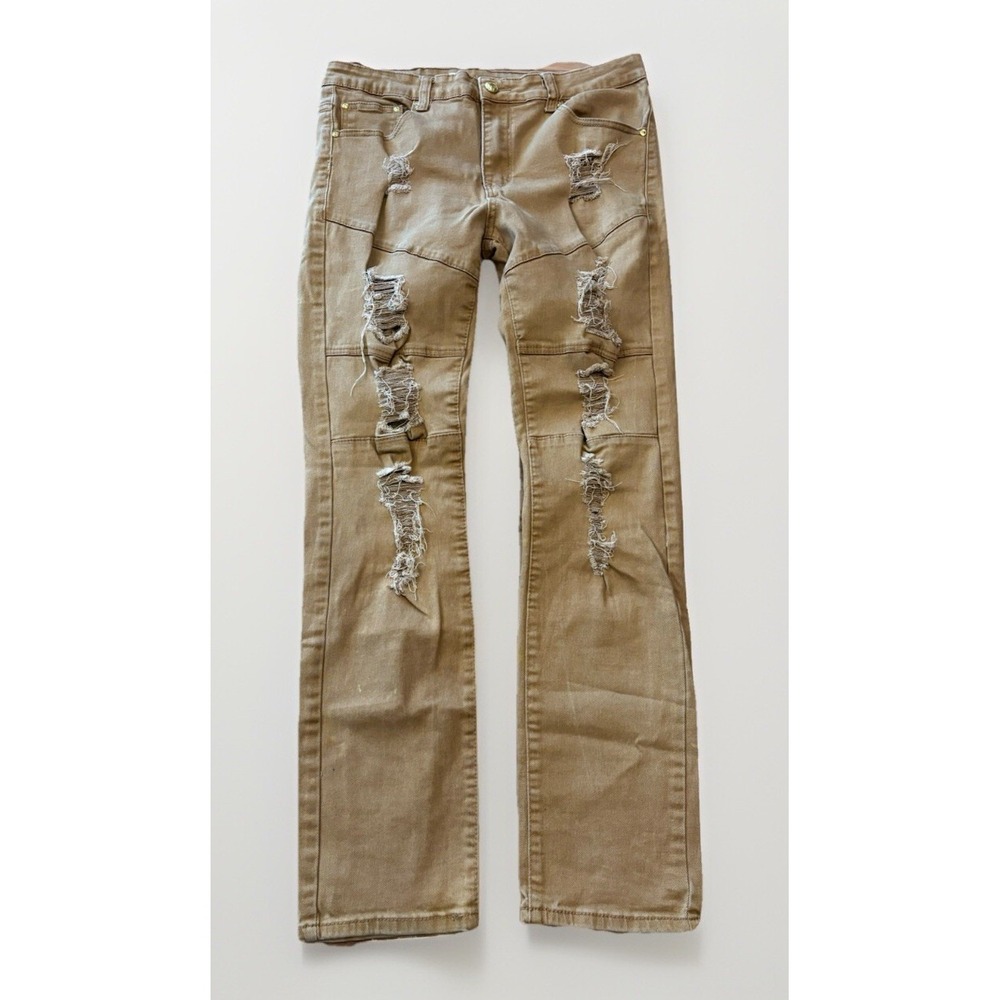 Argonaut‎ Nations Men's 35x32 Thrashed Urban Stretch Skinny Jeans Tan Destroyed